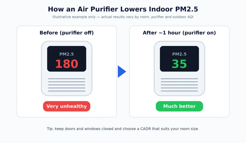 Air purifier buying guide with AQI meter